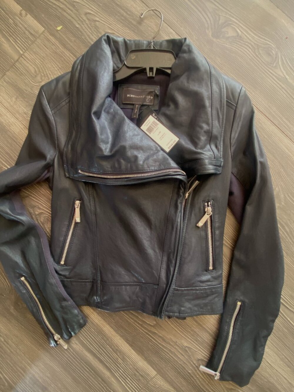 NWT BCBGMAXAZRIA GENUINE LEATHER MOTO JACKET  OG:$648
